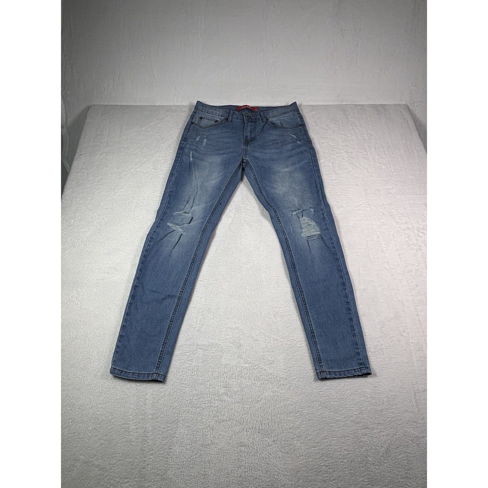 Ring of Fire Mens 30x30 Light Wash Blue Denim Straight Leg Stretch Jeans